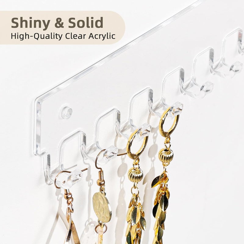 milylove Acrylic Necklace Holder 4 Pack Wall Mounted Necklace Organizer Hanging Jewelry Organizer with 17 Hooks for Necklaces, Bracelets, Rings and Bangles Display (14.17 inch) - Image 3
